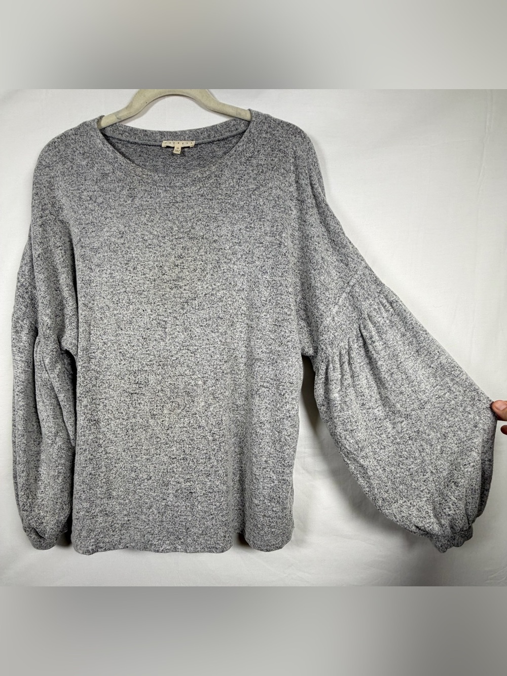 Lightweight Soft Women’s Oversized Marbled Grey Balloon Puff Sleeve Size Medium